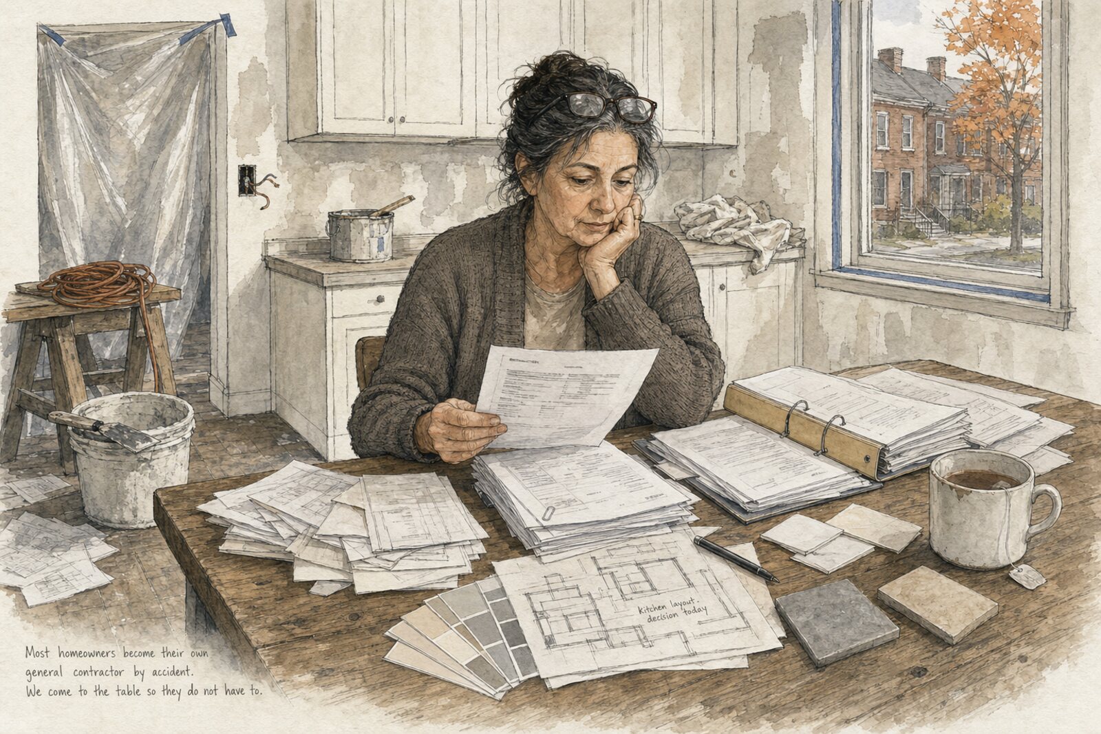Final refined version of the ink and watercolour scene, brought into the brand palette.